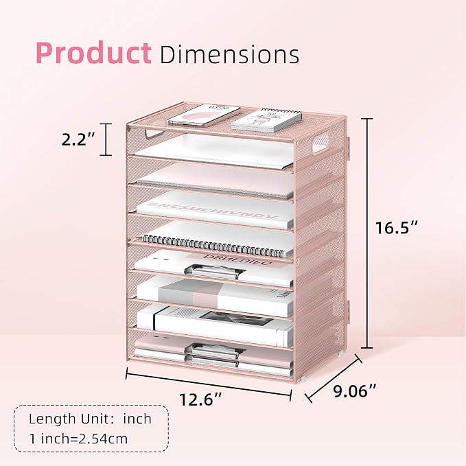 DALTACK 9-Tier Paper Organizer for Desk, Mesh Letter Tray Desk Organizer - Image 4