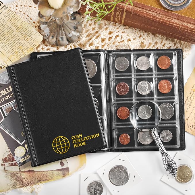 Coin Collection Book Holders for Collectors, 12 Mixed Pages 108 Pockets Coin - Image 7