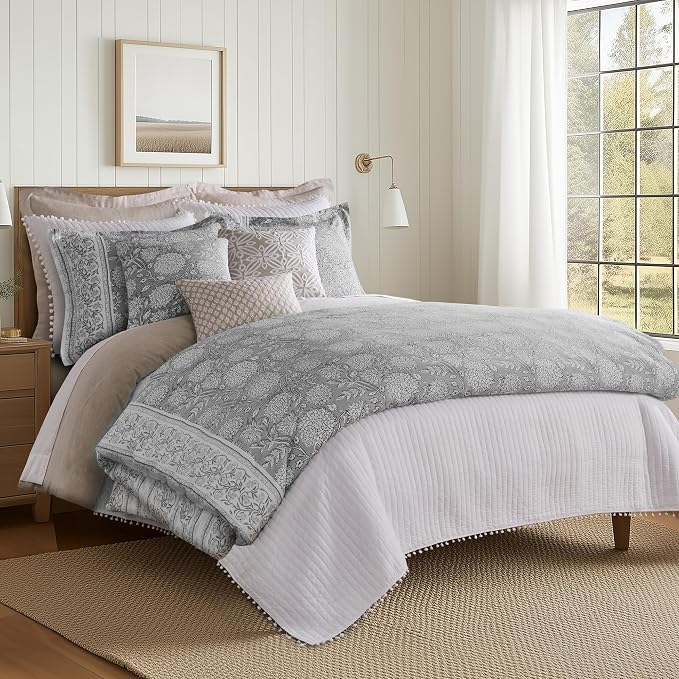 Levtex Home Adare Grey Reversible Twin Duvet Cover Set - Image 3