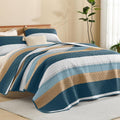 Litanika California King Quilt Set FBird, Stripe Patchwork Summer Bedspread by Litanika