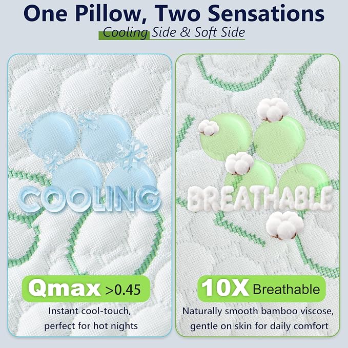Shredded Memory Foam Pillows, Cooling Pillows Standard Size Set of 2 Adjustable - Image 7