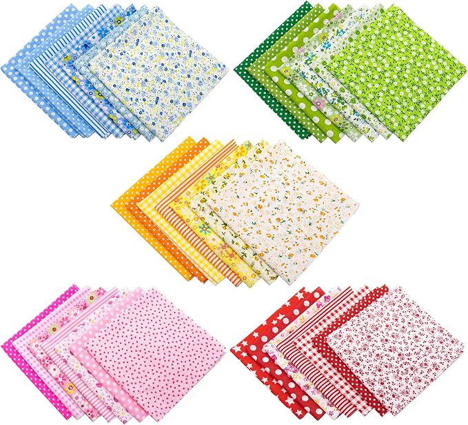 AUEAR, 35 Pack Cotton Print Fabric Bundle Squares 9.8"x9.8" Quilting Sewing by AUEAR