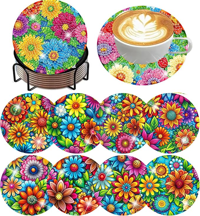 ijbnhd 8 Pcs Diamond Art Coasters by ijbnhd