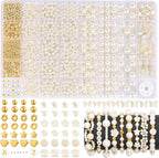 Funtopia 1860pcs Pearl Beads for Jewelry Making, 5 Sizes Round Pearls Bracelet by Funtopia