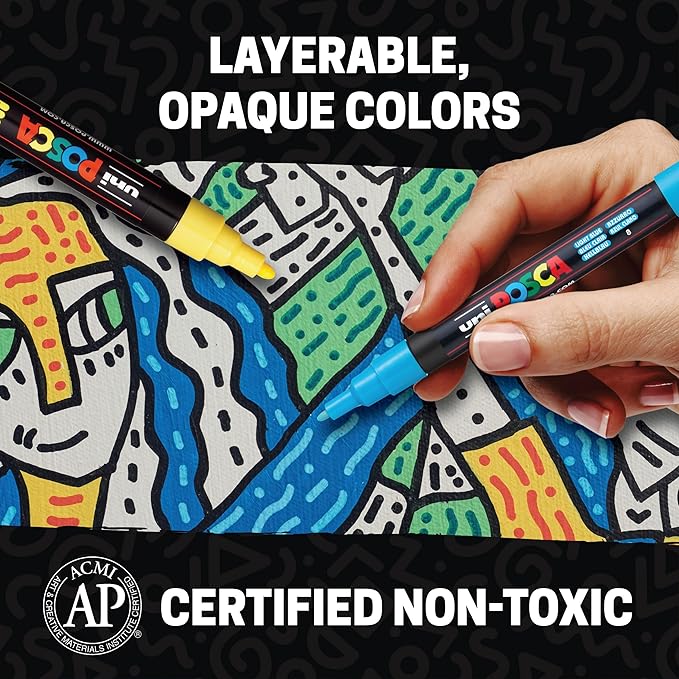 posca Acrylic Paint Markers, 1M Extra Fine Thin Tips, Artist Recommended Pens - Image 6