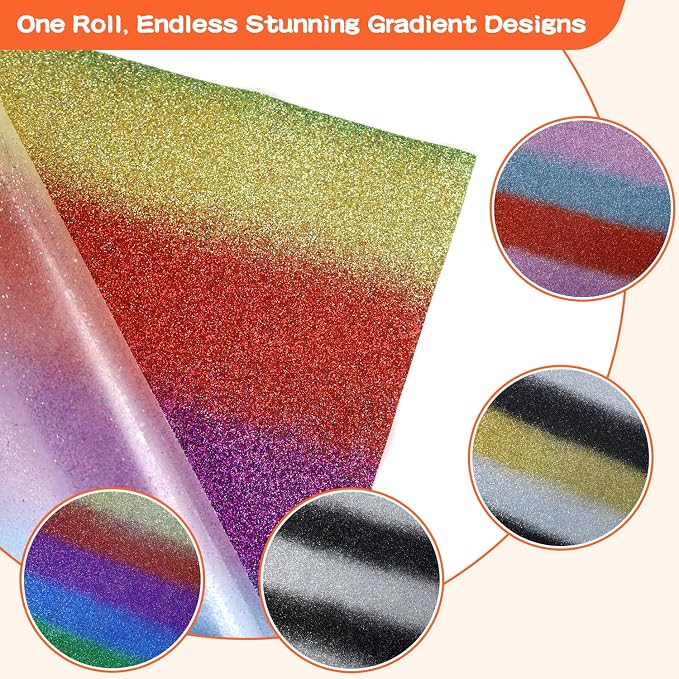 guangyintong Rainbow Glitter Heat Transfer Vinyl Rolls - Image 2