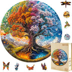 Wooden Puzzles Adults, Seasonal Tree of Life Wooden Puzzles 200 Pieces by Jollitot