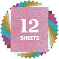 12Pcs Multicolored Glitter Heat Transfer Vinyl 12"x10", Easy Weed HTV Iron On by Unknown