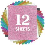 12Pcs Multicolored Glitter Heat Transfer Vinyl 12"x10", Easy Weed HTV Iron On by Unknown