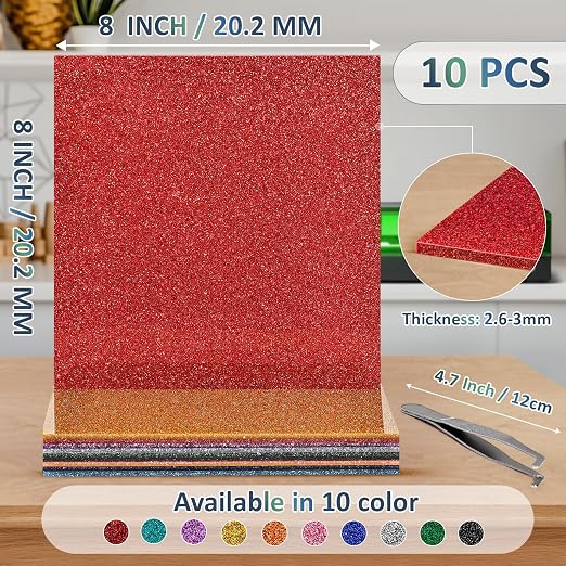 Glitter Acrylic Sheets Bulk, MAPRIAL 10Pcs 8 x 8 x 1/8" Thick Acrylic Sheet - Image 2
