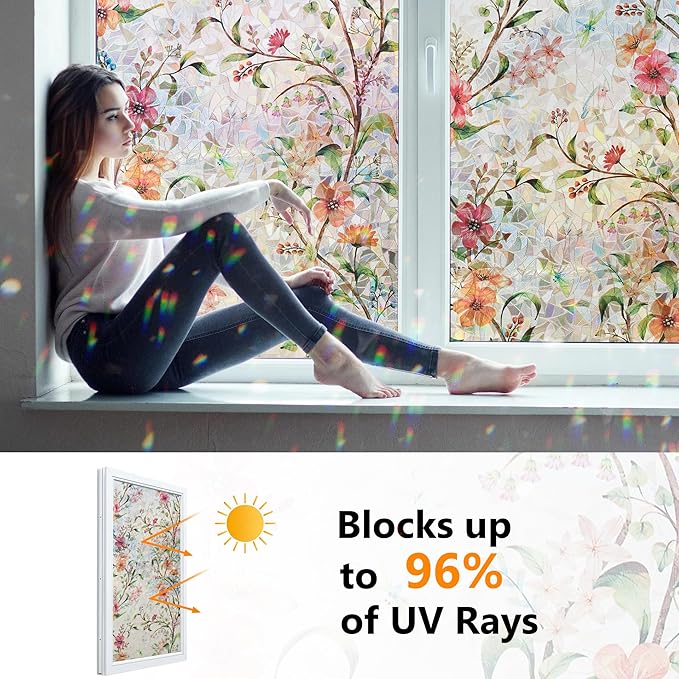 Ranzdn Window Privacy Film, Stained Glass, Static Cling, 29.5" x 78.7" | No - Image 2