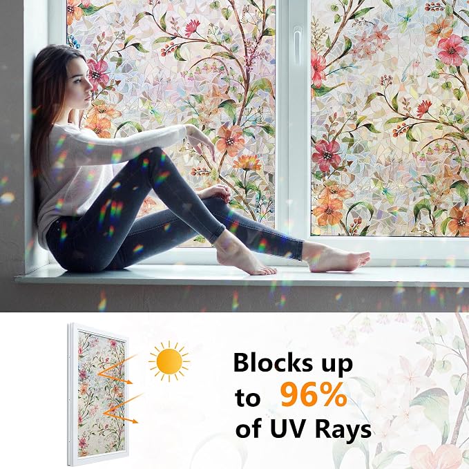 Ranzdn Window Privacy Film, Stained Glass, Static Cling, 35.4" x 78.7" | No - Image 3