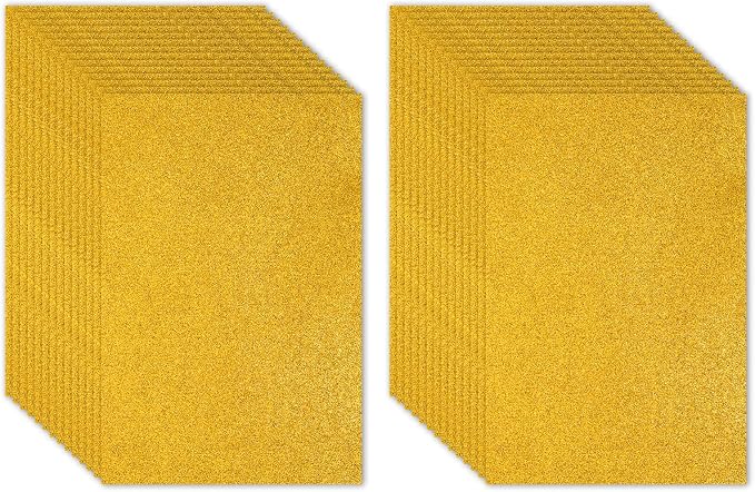 PATIKIL 30Sheets Gold EVA Glitter Foam Sheet 11.8 x 7.9 Inch 2mm Thick Sparkle by PATIKIL