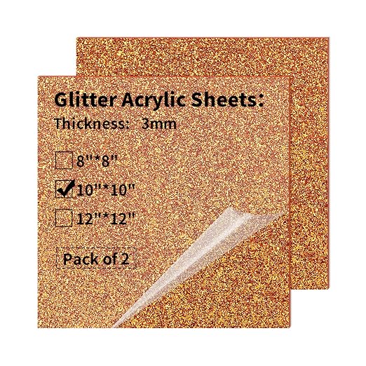 2 PCS 10 x 10 inch Glitter Colored Plexiglass Acrylic Sheets by gdhwcxl