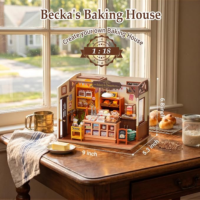 Rolife DIY Miniature Doll House Kit, Build Becka's Bakery Diorama House - Image 2