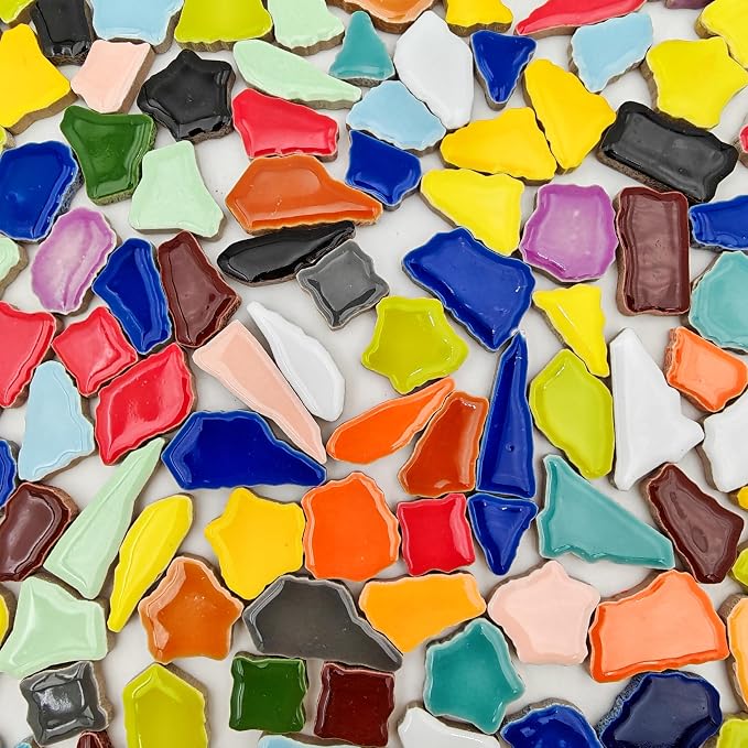 1.1lb Ceramic Mosaic Tiles, Mixed Colour Ceramic Mosaic Pieces - Image 5