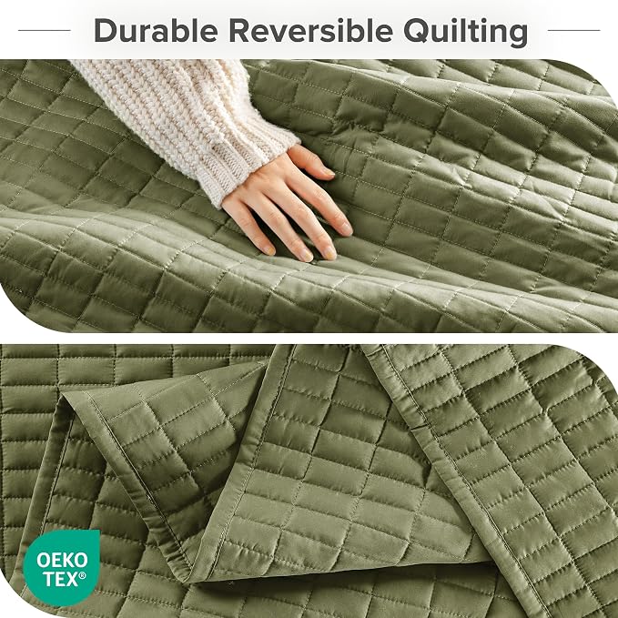 Comfort Spaces King Quilt Set Modern Reversible Plaid Coverlet King Bedding Set - Image 5
