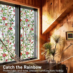 Coavas Window Privacy Film Stained Glass Window Clings 3D Red Rose Decorative - Image 8