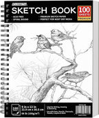 FIXSMITH 9"X12" Sketch Book, 100 Sheets, 68 lb/100gsm | 100 Sheets, Bright White by FIXSMITH