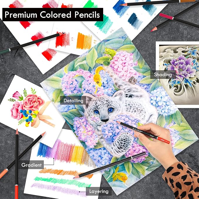 KALOUR 96 Premium Drawing Pencil Set, including 72 Colored pencil and 24 sketch - Image 3