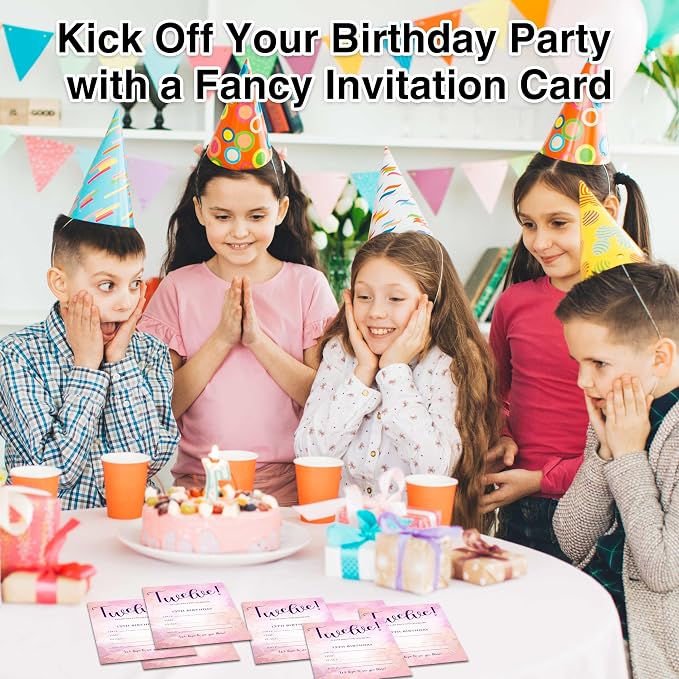 Pink Lover Birthday Invitations, 25 Double-Sided Invitation Cards - Image 5