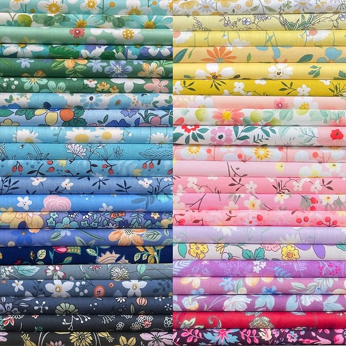 HANPATQUI 200PCS 4 x 4 inch Floral 100% Cotton Fat Quarters Fabric by HANPATQUI