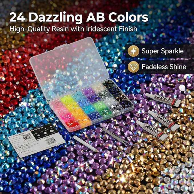 9000Pcs Rhinestones for Bedazzling, 5mm Bedazzler Kit - Image 3