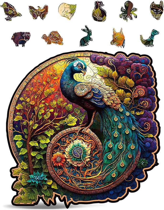 CRAFTHUB Animal Wooden Puzzles for Adults – A3 Peacock Yin Yang by CRAFTHUB%7CPremiumWoodenJigsawPuzzlesforAdults