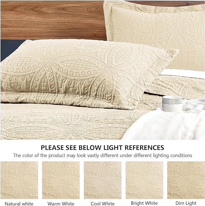 Love's cabin California King Size Quilt Bedding Set Camel Bedspreads - Image 5