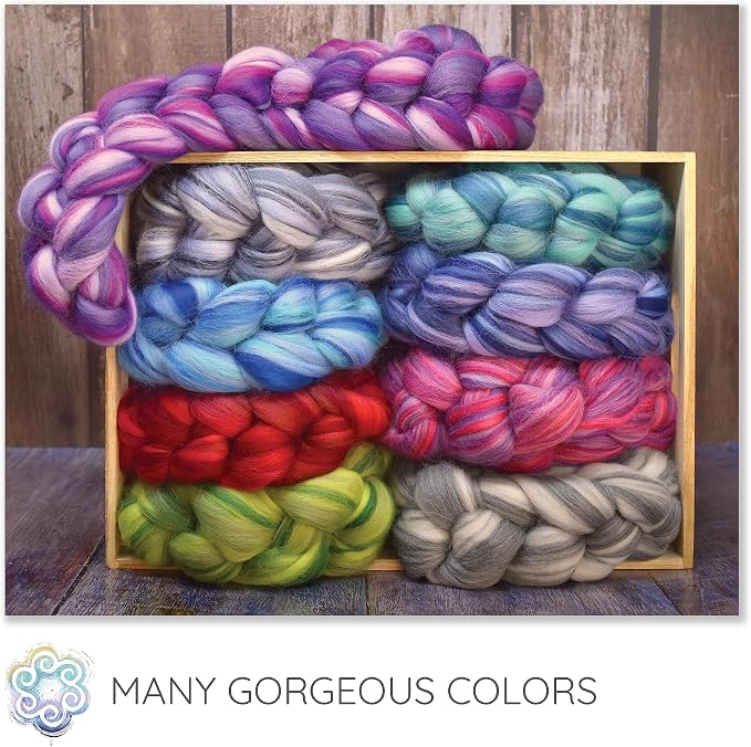 Festival Merino Wool Fiber. Colorful Combed top roving - Image 3