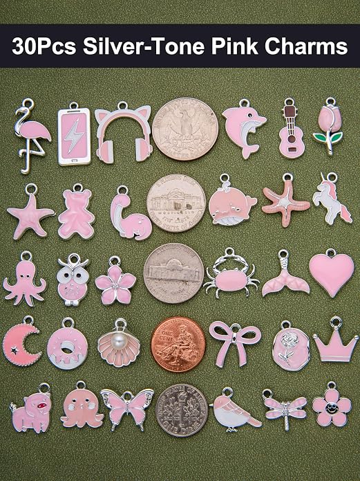 Silver-Tone Enamel Charms Set for DIY Jewelry Making - Image 2