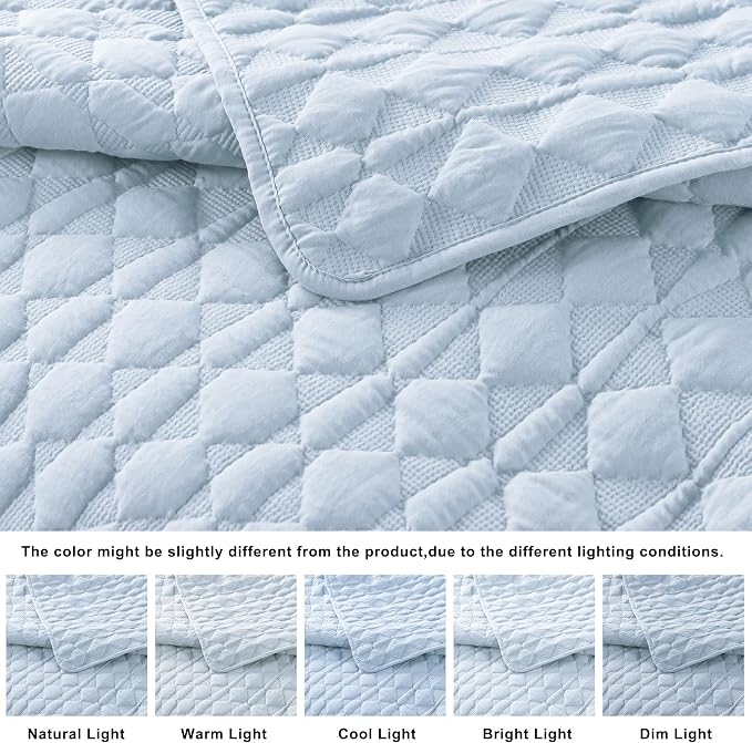 WDCOZY Light Blue Twin Size Quilt Bedding Set - Image 3