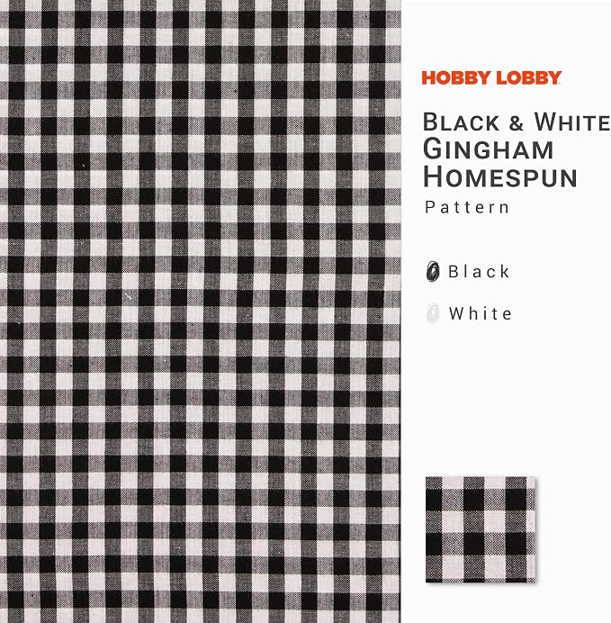 Hobby Lobby Black & White Gingham Homespun Cotton Fabric, 2 Yards | Precut - Image 2