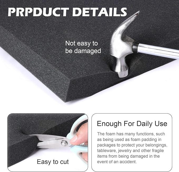 DECOHS 6 PCS Polyurethane Foam Sheet-16x12x1 Inch Cuttable Foam Inserts - Image 3