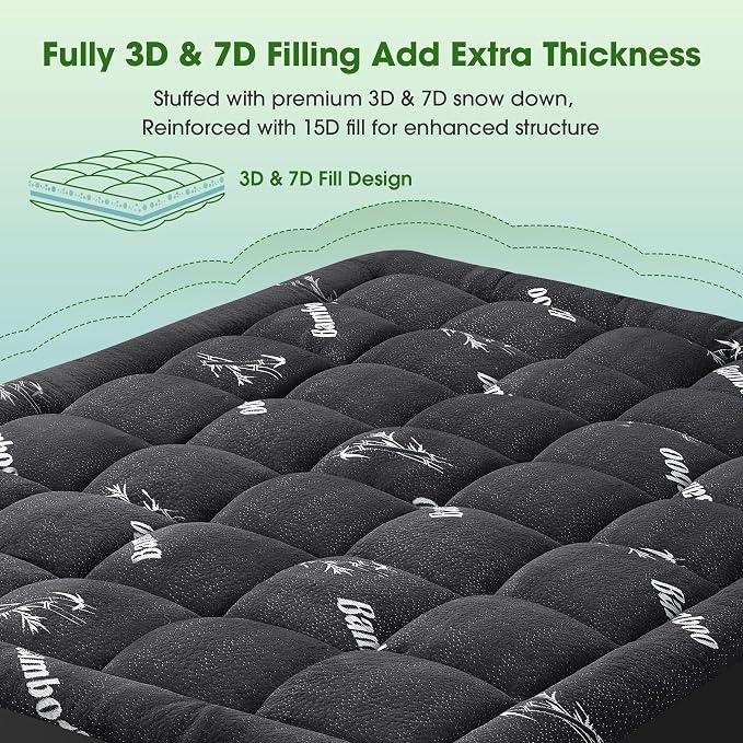 Mattress Pad Twin Size, Cooling Pillow Top Mattress Topper, Ultra Soft Viscose - Image 6