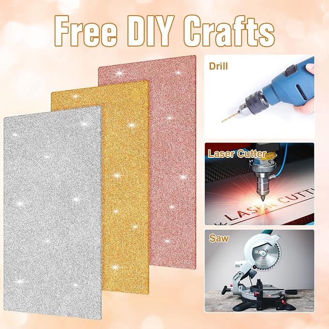 Amyhill 3pcs Glitter Acrylic Sheets, 1/10" Thick, 6.3 x 11.4 in | 2.5 mm Cast - Image 4