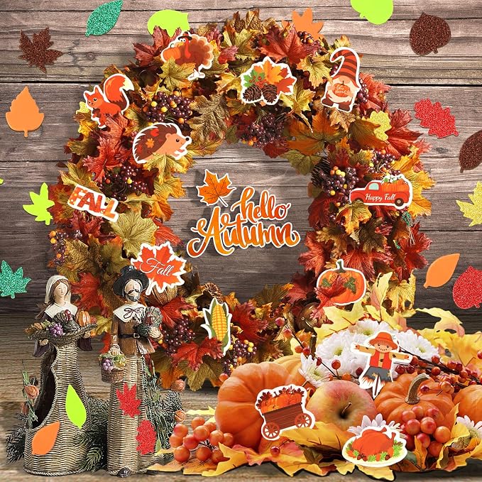 600Pcs Fall Thanksgiving Foam Sticker Glitter Maple Leaf Sticker | Autumn Decals - Image 5