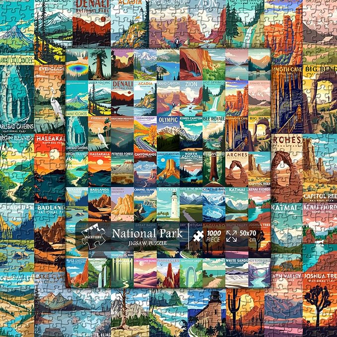 National Parks Puzzle for Adults 1000 Pieces, Travel Poster Landscape Puzzle - Image 7