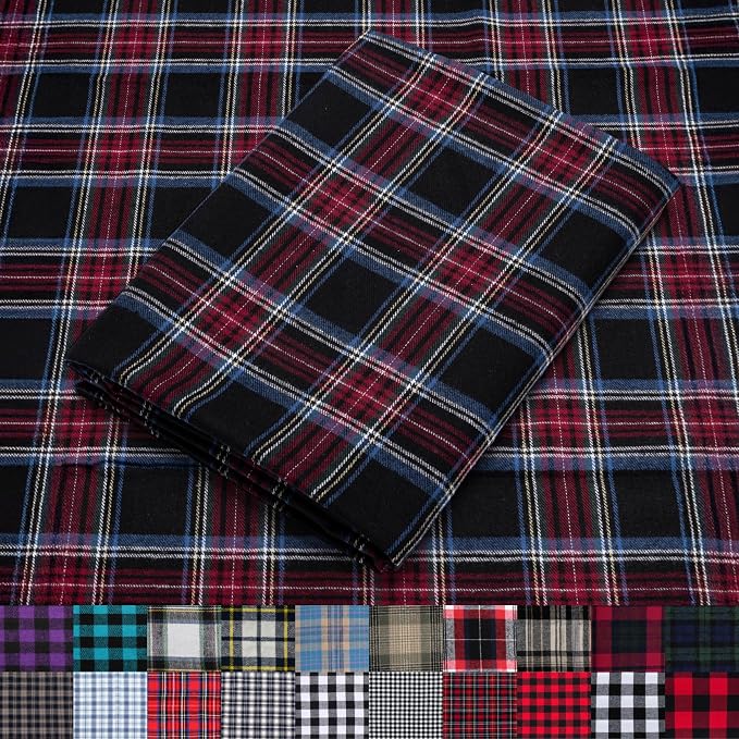 Pico Textiles 8 Yards Bolt Red and Black Tartan Plaid Flannel Fabric by PicoTextiles
