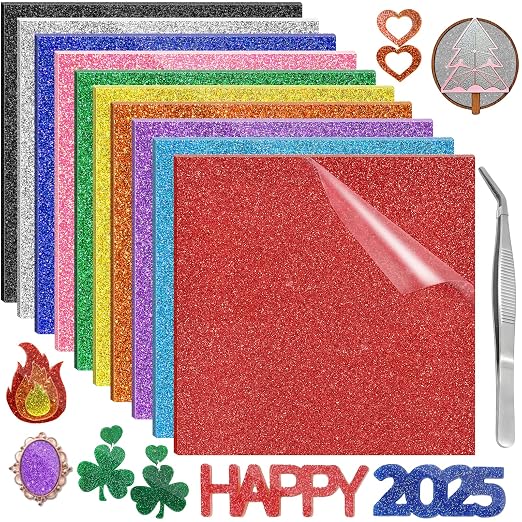 Glitter Acrylic Sheets Bulk, MAPRIAL 10Pcs 8 x 8 x 1/8" Thick Acrylic Sheet by MAPRIAL