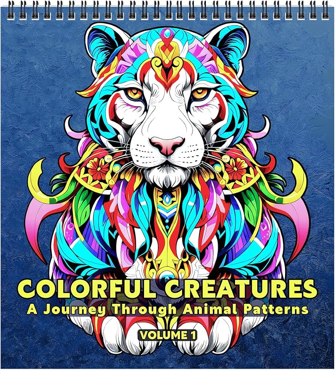 FUNLAVIE Adult Coloring Book – Mandala Animal Designs, Spiral Bound Premium by FUNLAVIE