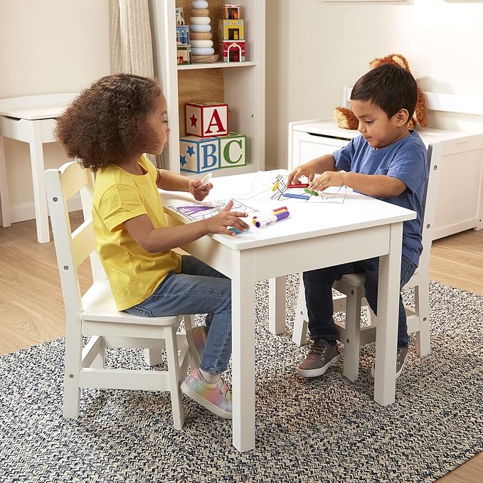 Melissa & Doug Wooden Kids Table & Chairs Set, Montessori, Homeschool Classroom - Image 7