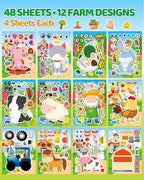 Aowplc 48 Sheets Farm Animal Make‑a‑Face Stickers - Image 2