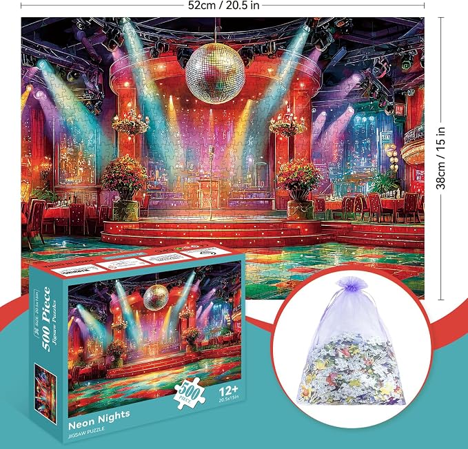 500 Pieces Puzzle for Adults, Puzzles for Adults 500 Pieces, Retro Disco - Image 2
