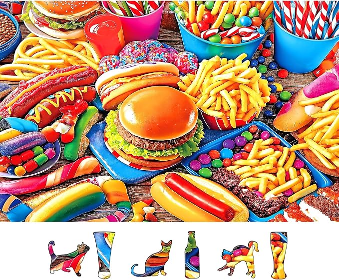 MINIWAN 500 Piece Puzzle for Adults, Hamburger Jigsaw Puzzles, 23x15 in | by MINIWAN