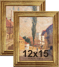 KTKDE 12x15 Picture Frame Set of 2, Ornate Vintage Gold Poster Frames by KTKDE