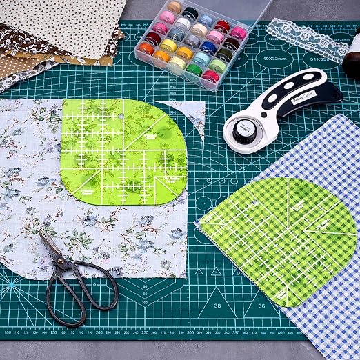 Kigley 2 Pcs Curved Corner Cutter Quilt Ruler Acrylic Sewing Patchwork Template - Image 6
