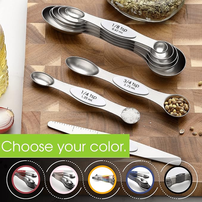Spring Chef White Stainless Steel Magnetic Measuring Spoons Set of 8 - Image 6
