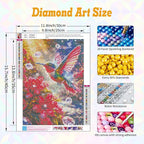 Hummingbird Diamond Art Kits for Adults Beginners 12x16 in, DIY Craft Gift | - Image 3