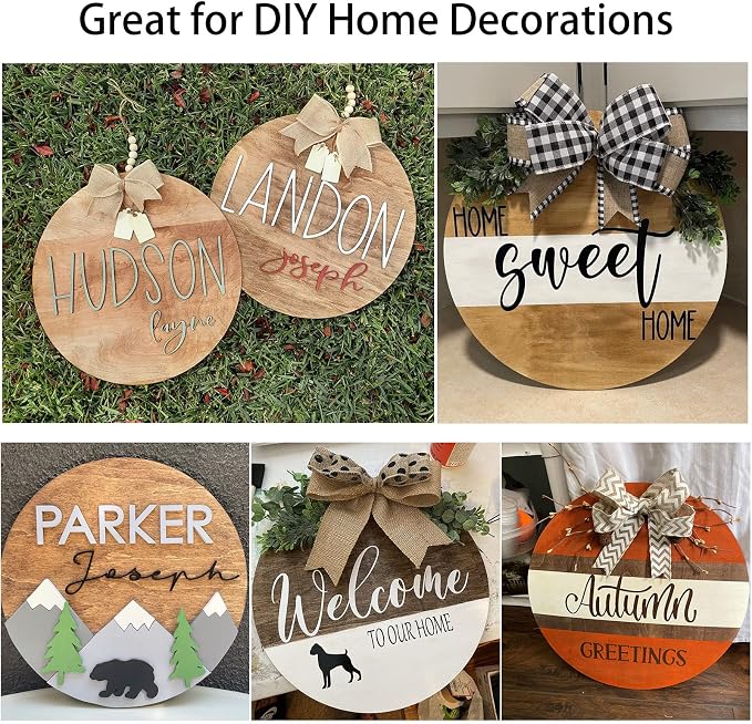 6 Pcs 14 Inch Wood Circles for Crafts Unfinished Wooden Slice Blank Round - Image 7